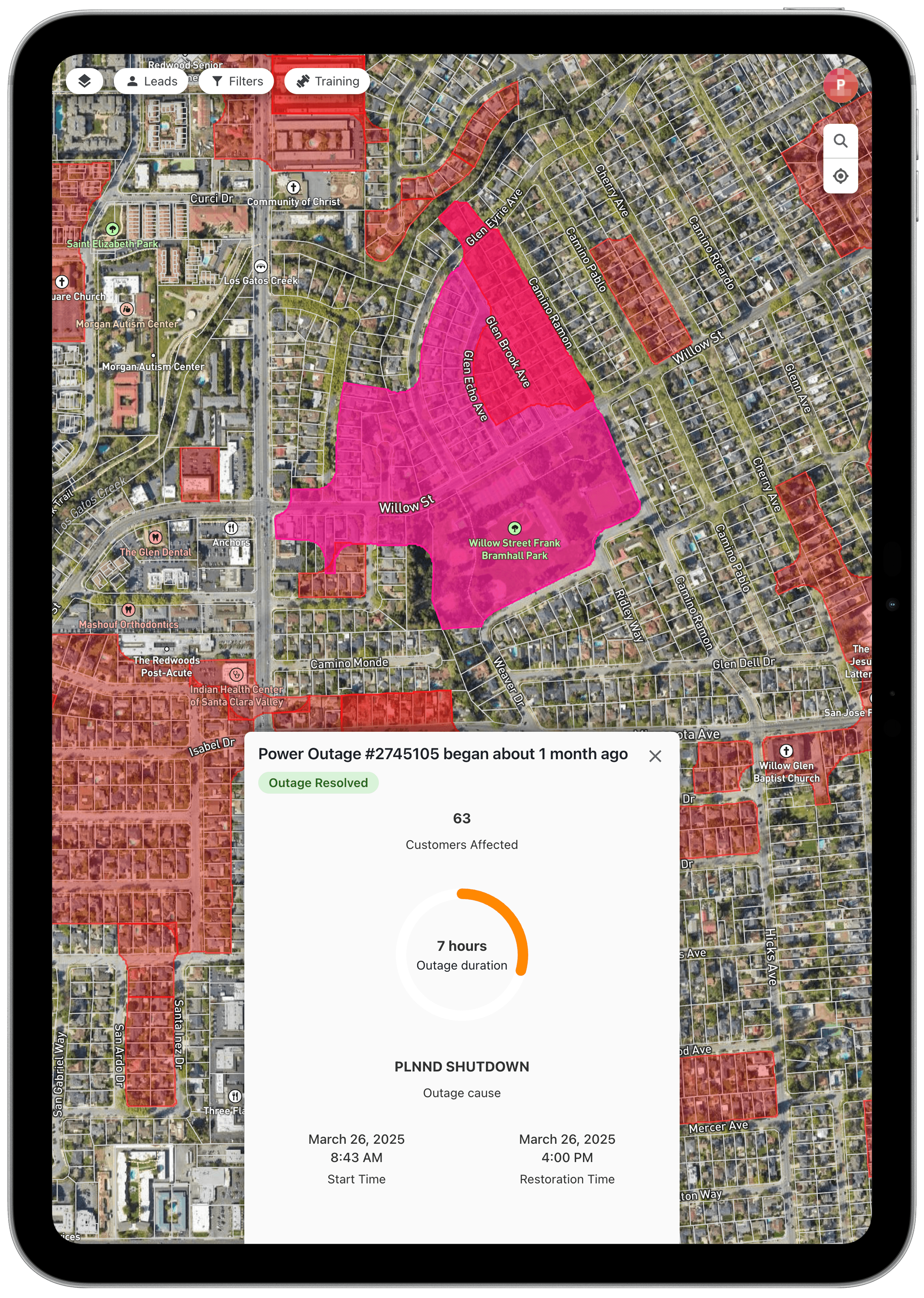 Monitor power outages in your market